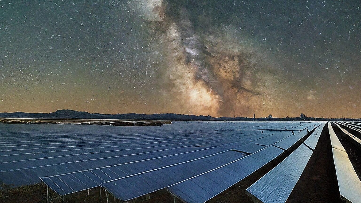 Solar panels at night